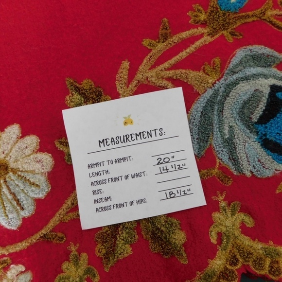 Plenty by TRACY REESE Red Wool Floral Embroidered Appliqued Skirt Size 4 - Picture 13 of 13